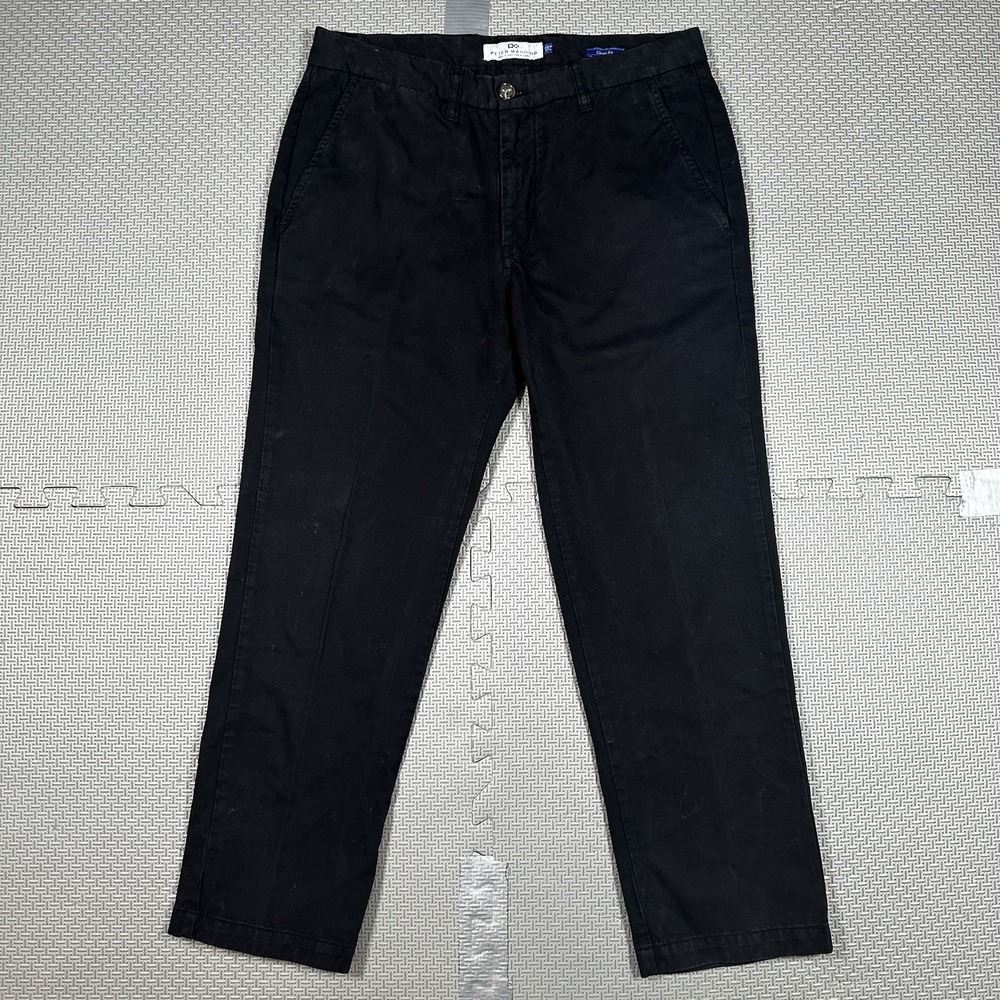 Peter Manning Lightweight Stretch Chino Classic Fit Pants Black Men's Sz 32x27*